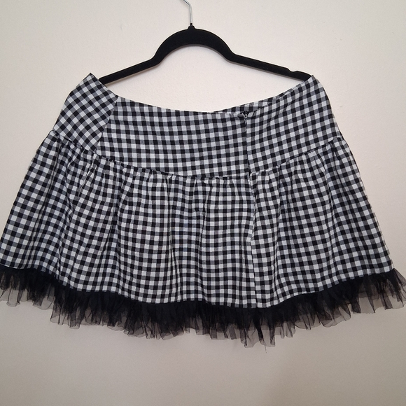 Plaid Mesh Lace Up Mini Skirt Fairycore Grunge Goth S/M - Picture 4 of 8